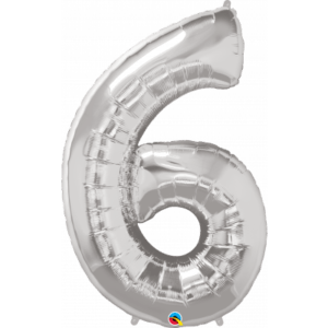 Balónek foliový Číslo 6 stříbrný ALBI