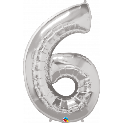 Balónek foliový Číslo 6 stříbrný ALBI