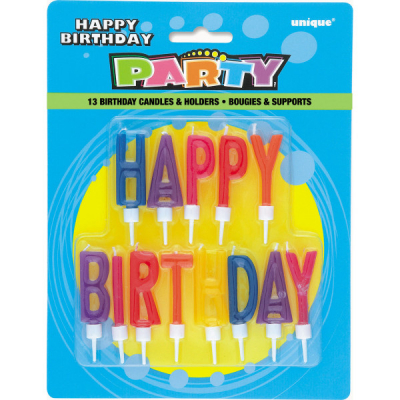 Svíčky dortové Happy Birthday 13 ks barevné 5 cm ALBI