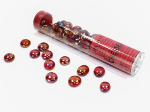 Chessex Gaming Glass Stones in Tube Iridized Crystal Red (žetony) – 40 ks