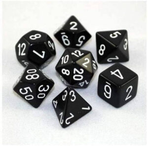 Sada kostek Chessex Opaque Polyhedral 7-Die Set - Black with White